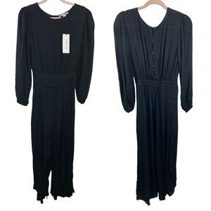 NWT FAVLUX  Fashion Jumpsuit  Long Romper Women Size S Wide Ruffle Long Wide Leg